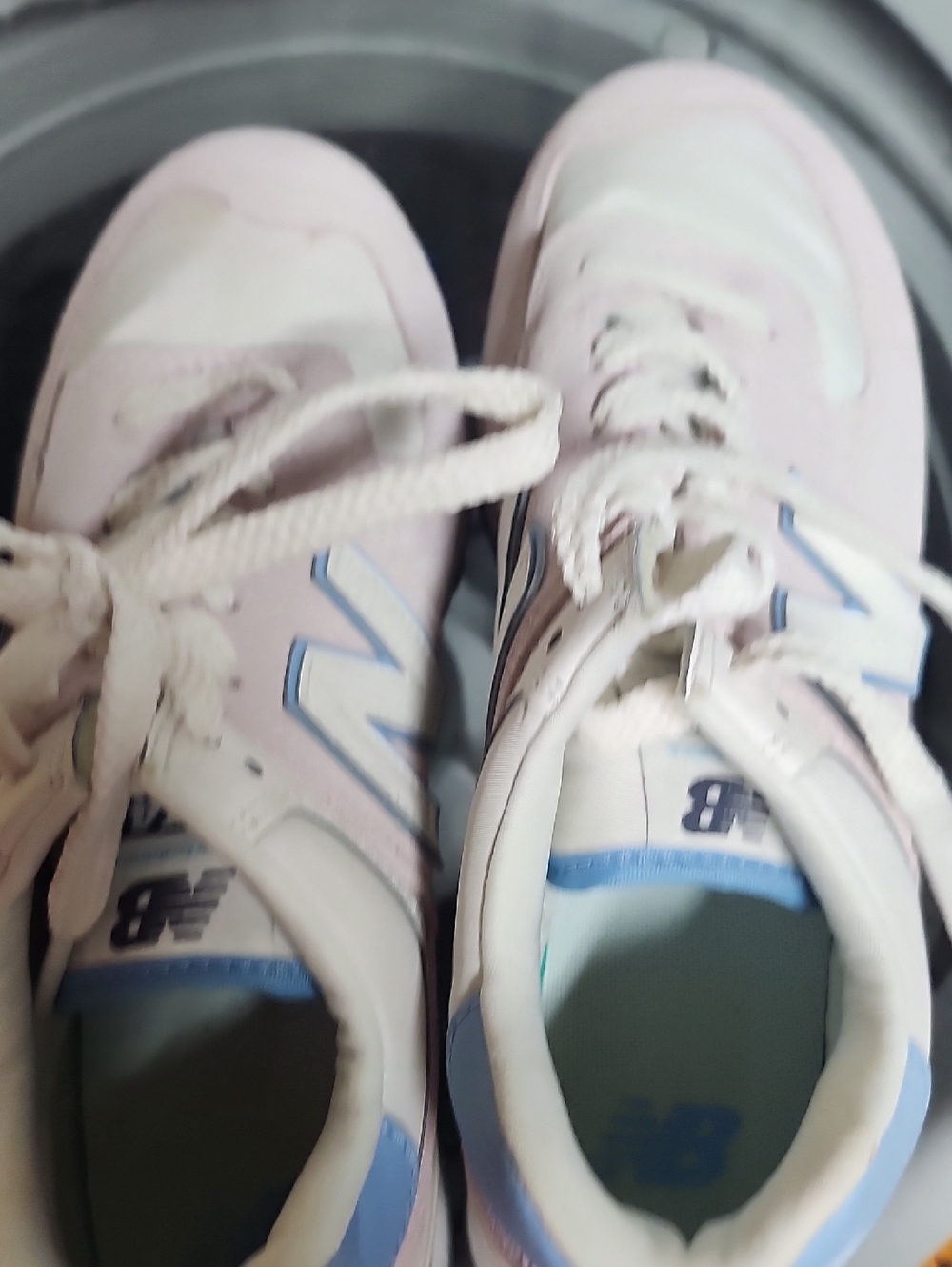 New Balance Pink and White Lace-Up Sneakers